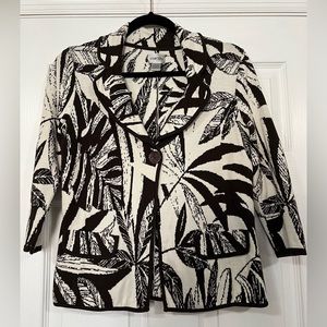 CHICO'S Cardigan Sweater Jacket Brown Cream Size 0 Small 58% Silk Small Stain
